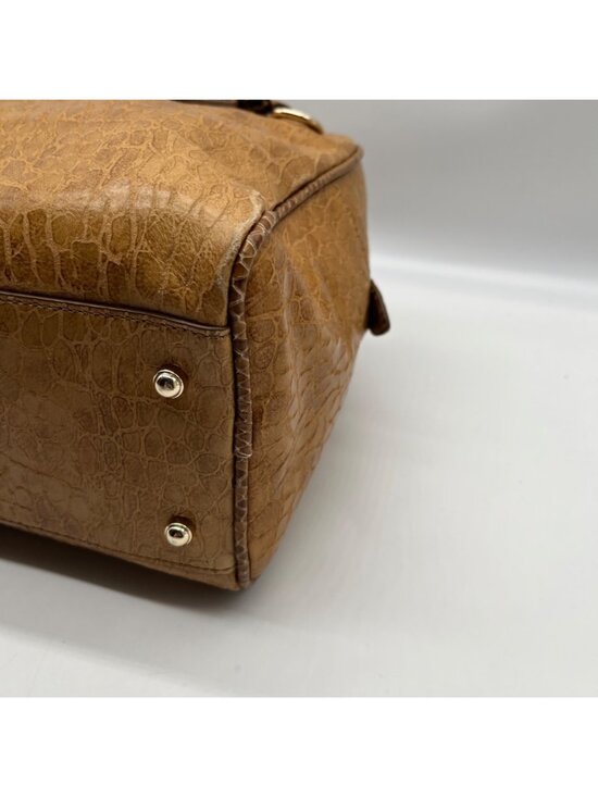 Brahim Brown Embossed Leather Shoulder Bag main image 3